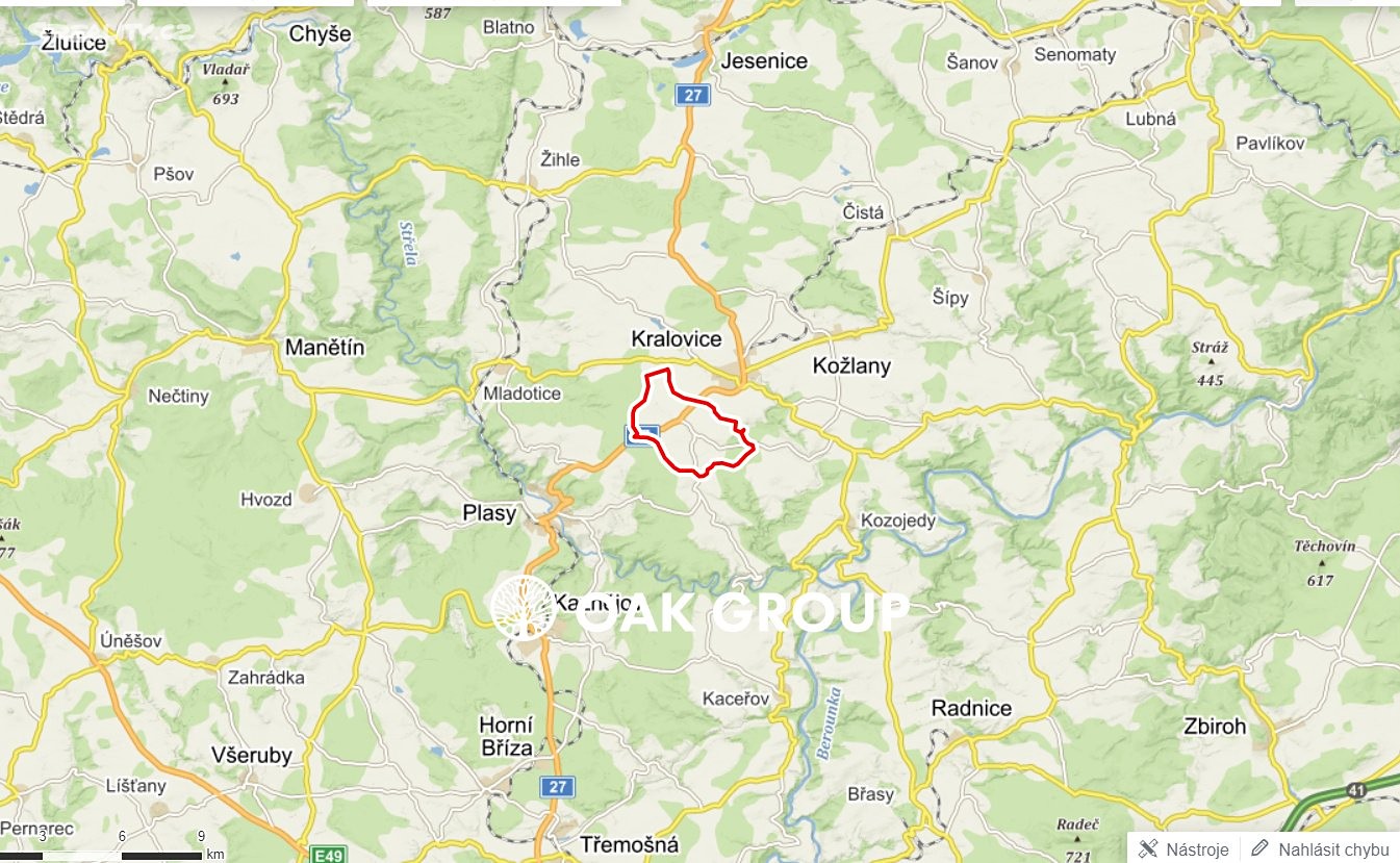 Prodej  pozemku 2 731 m², Výrov, okres Plzeň-sever