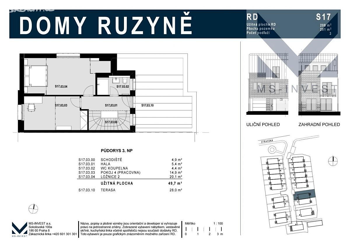 Prodej  rodinného domu 208 m², pozemek 281 m², Ztracená, Praha 6 - Ruzyně