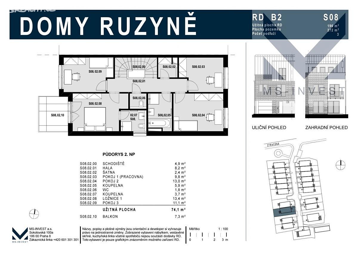 Prodej  rodinného domu 196 m², pozemek 214 m², Ztracená, Praha 6 - Ruzyně