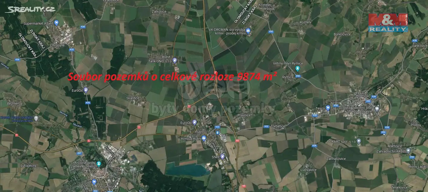 Prodej  pole 4 966 m², Hulín, okres Kroměříž
