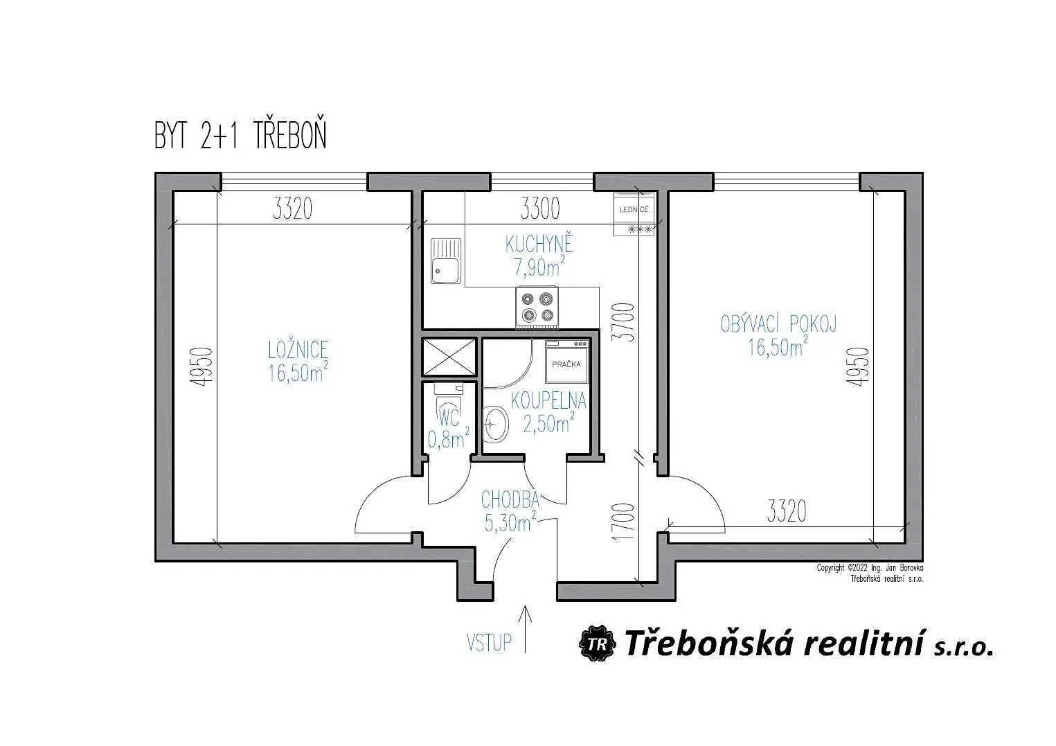 Pronájem bytu 2+1 50 m², Táboritská, Třeboň - Třeboň II
