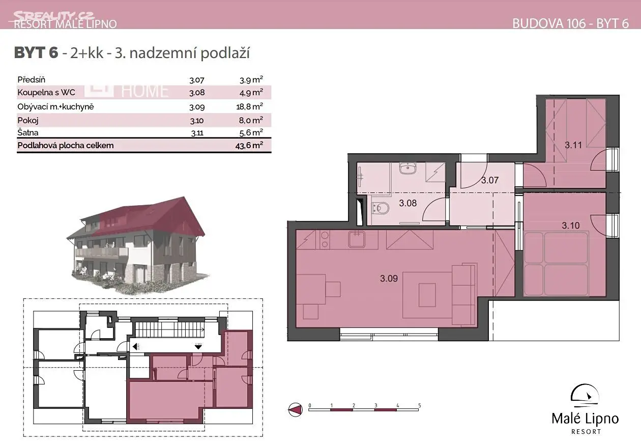 Prodej bytu 2+kk 43 m², Černá v Pošumaví, okres Český Krumlov