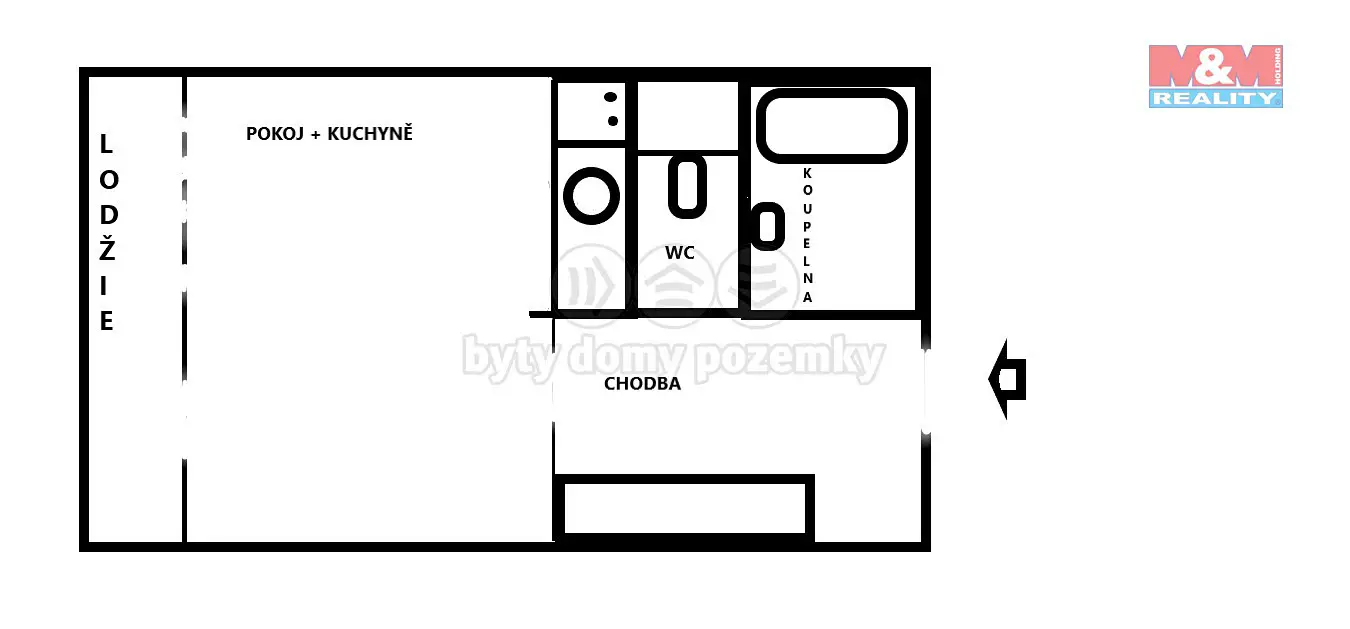 Pronájem bytu 1+kk 27 m², Černého, Praha - Střížkov