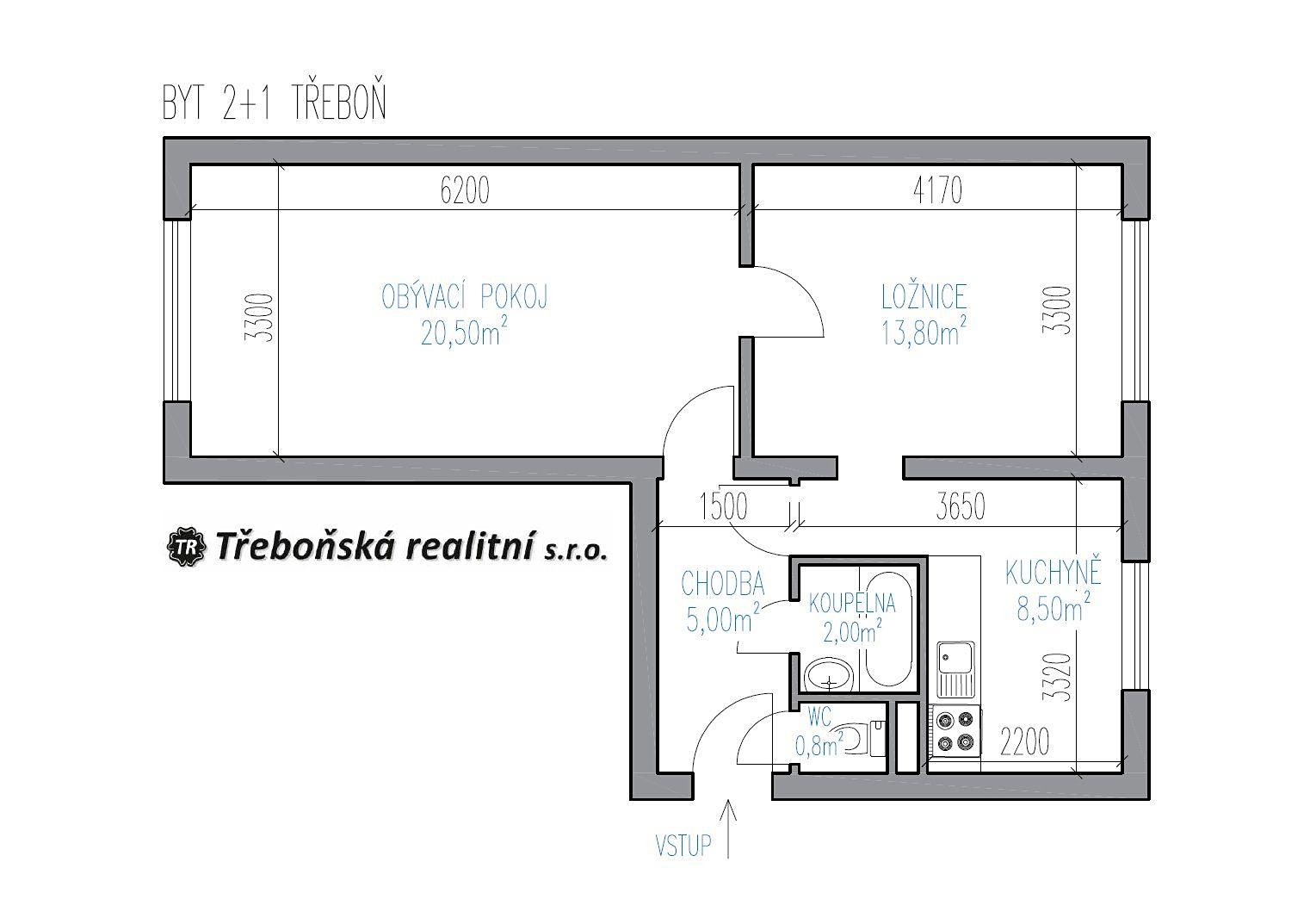 Pronájem bytu 2+1 51 m², Táboritská, Třeboň - Třeboň II