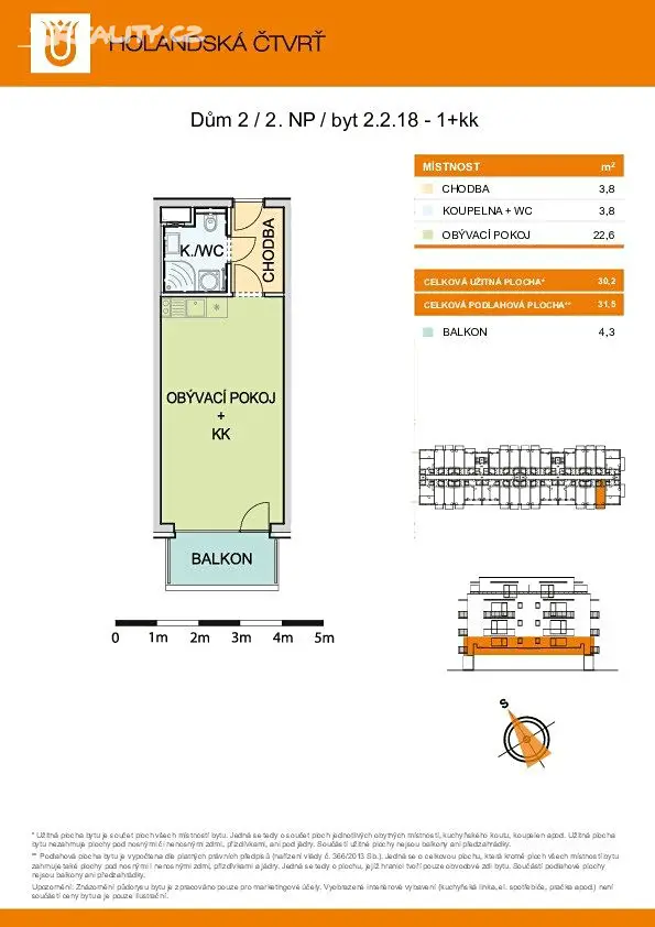 Prodej bytu 1+kk 32 m², Olomouc - Neředín, okres Olomouc