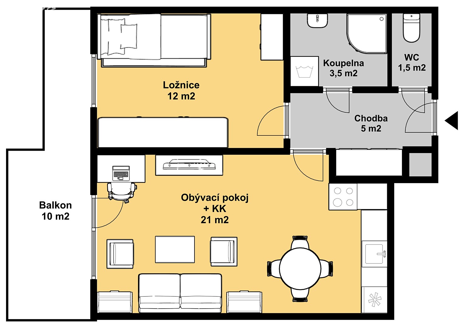 Pronájem bytu 2+kk 53 m², Dražická, Benátky nad Jizerou - Benátky nad Jizerou I