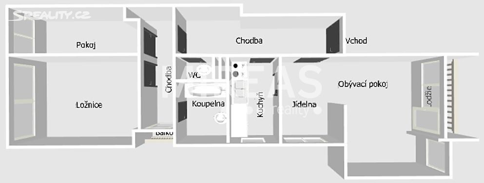 Pronájem bytu 3+1 100 m², nám. T.G.Masaryka, Poděbrady - Poděbrady III