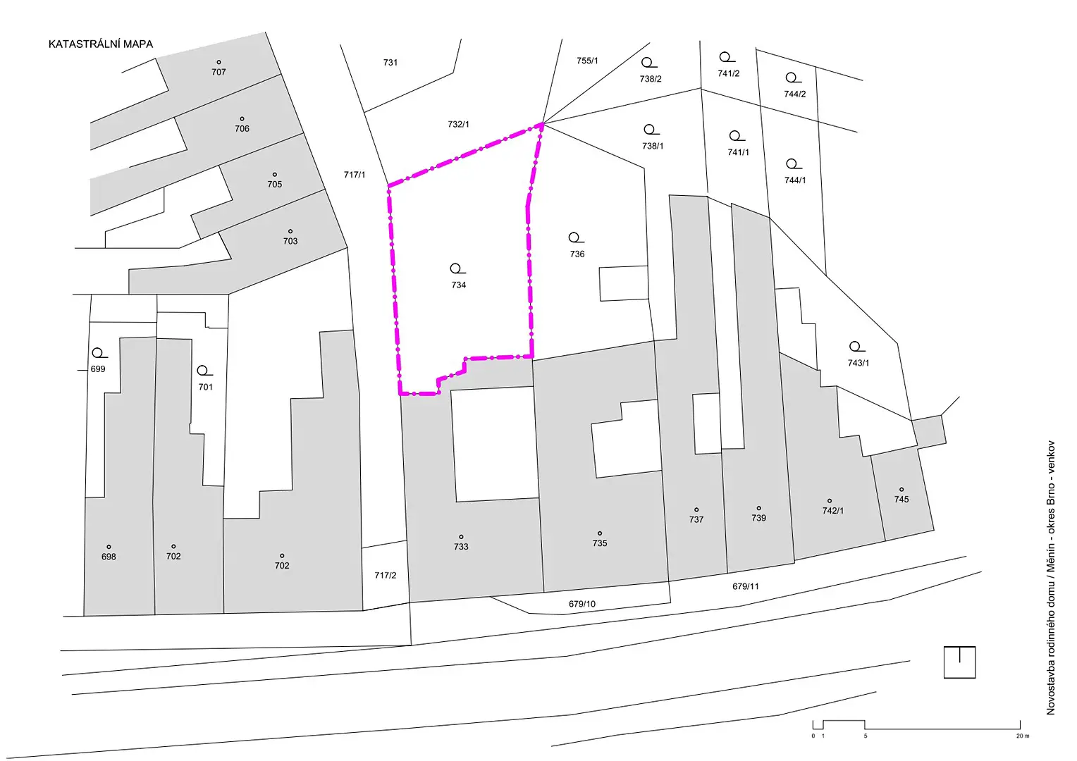 Prodej  stavebního pozemku 277 m², Měnín, okres Brno-venkov