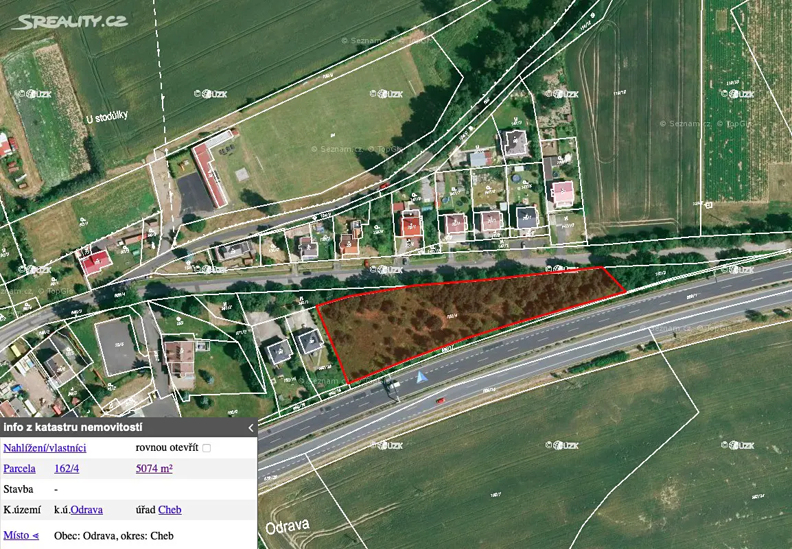 Prodej  stavebního pozemku 5 074 m², Odrava, okres Cheb