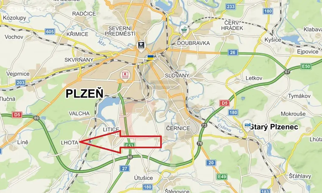 Prodej  stavebního pozemku 1 274 m², Plzeň, okres Plzeň-město