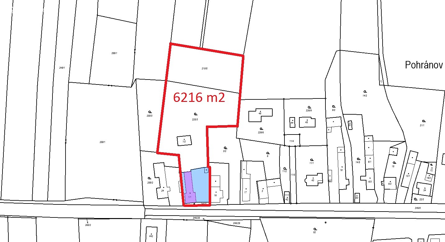 Prodej  stavebního pozemku 6 216 m², Srch - Pohránov, okres Pardubice