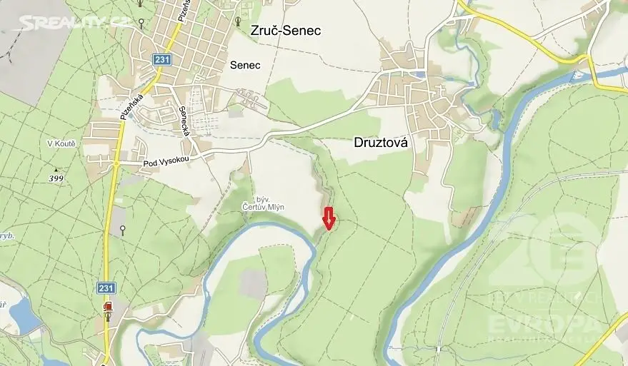 Prodej  stavebního pozemku 529 m², Zruč-Senec - Senec, okres Plzeň-sever