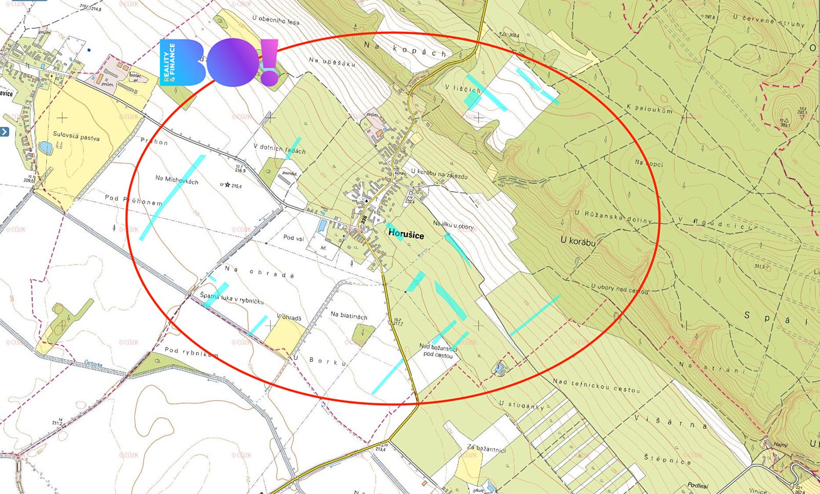 Prodej  sadu, vinice 59 443 m², Horušice, okres Kutná Hora