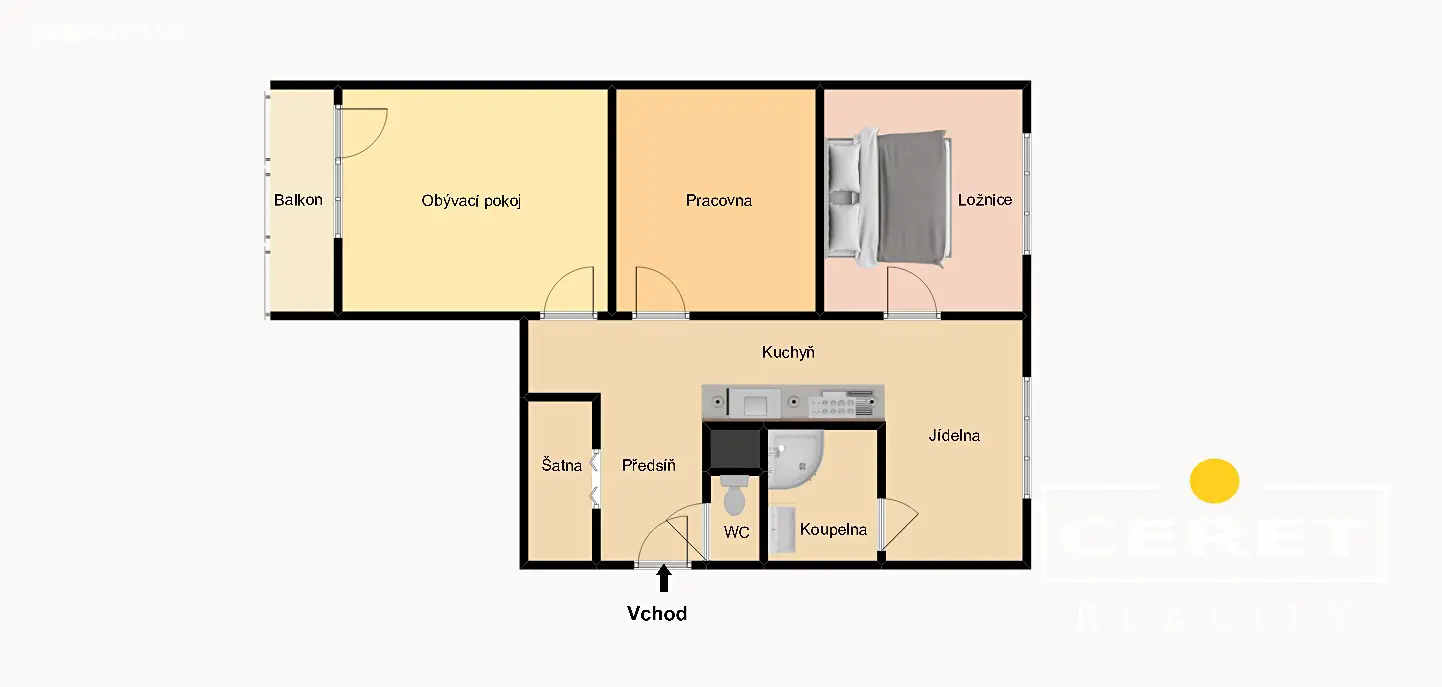Pronájem bytu 3+1 64 m², Žiželice, okres Louny
