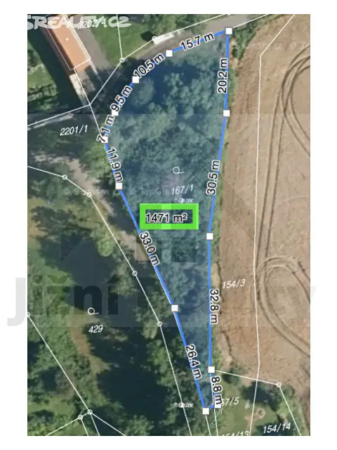 Prodej  stavebního pozemku 1 471 m², Chlumec, okres Český Krumlov