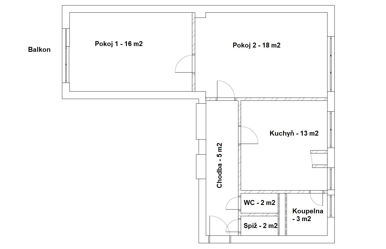 Pronájem bytu 2+1 60 m², Palackého, Znojmo