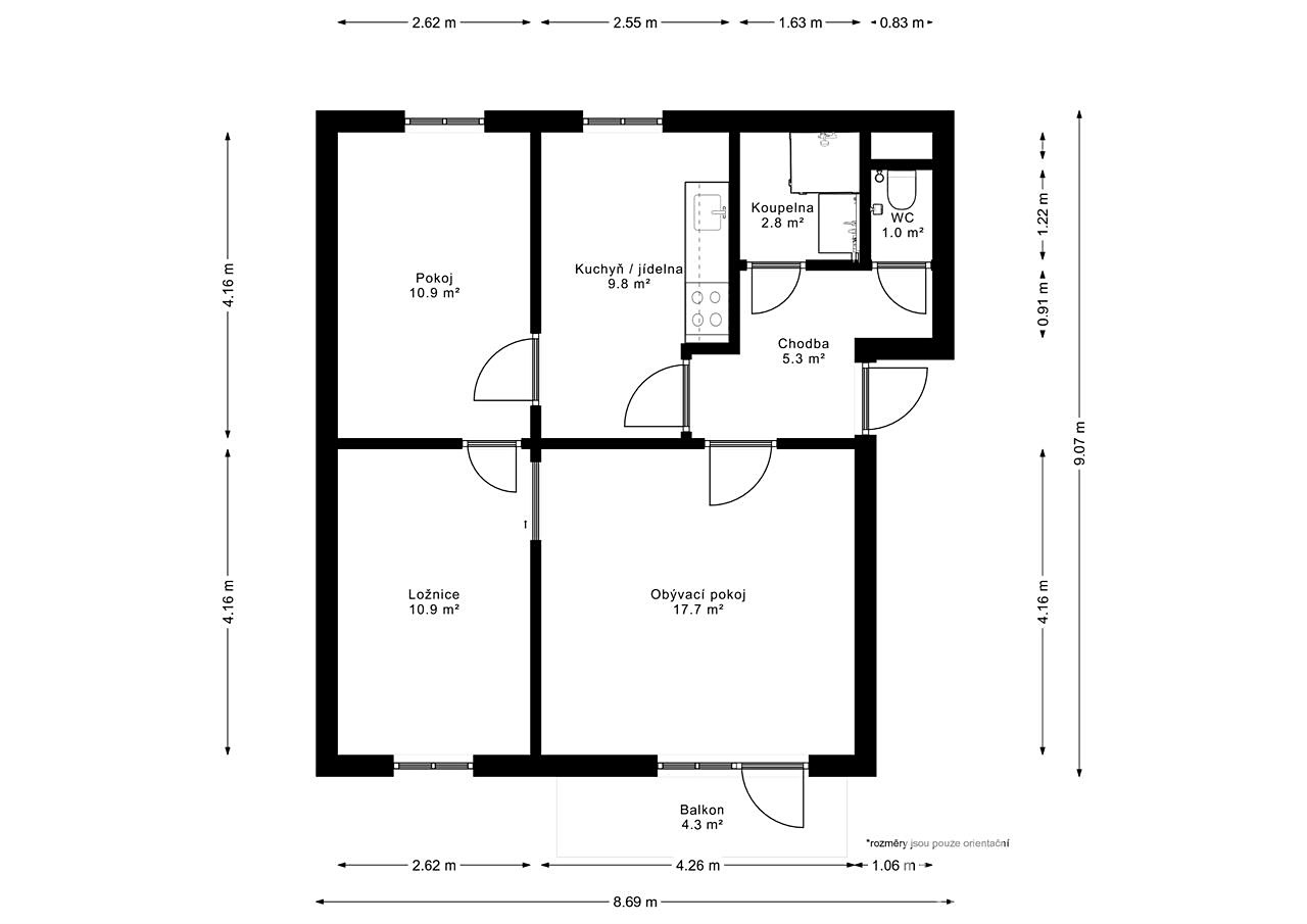 Prodej bytu 3+1 60 m², Hůrecká, Nové Sedlo