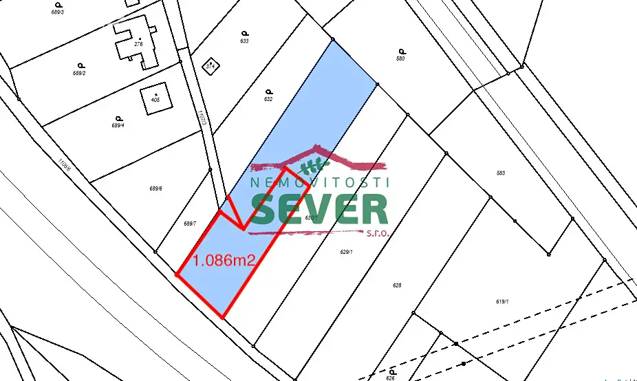 Prodej  stavebního pozemku 1 086 m², Žalany, okres Teplice