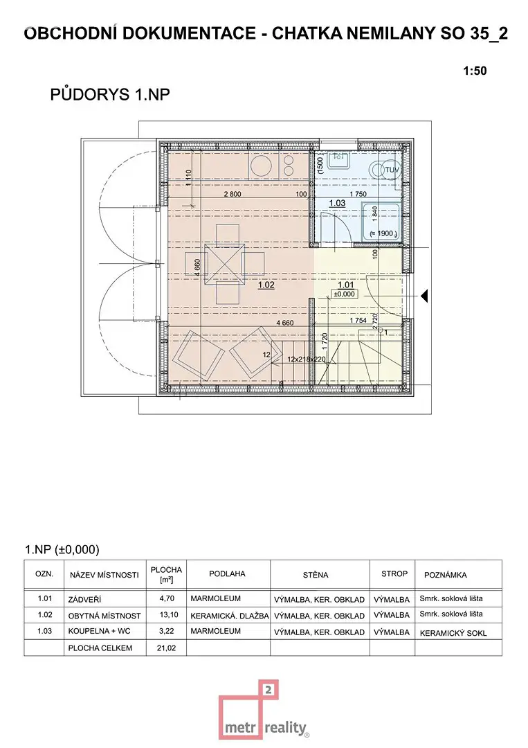 Prodej  chaty 39 m², pozemek 510 m², Olomouc - Nemilany, okres Olomouc