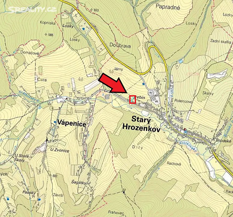 Prodej  stavebního pozemku 345 m², Starý Hrozenkov, okres Uherské Hradiště