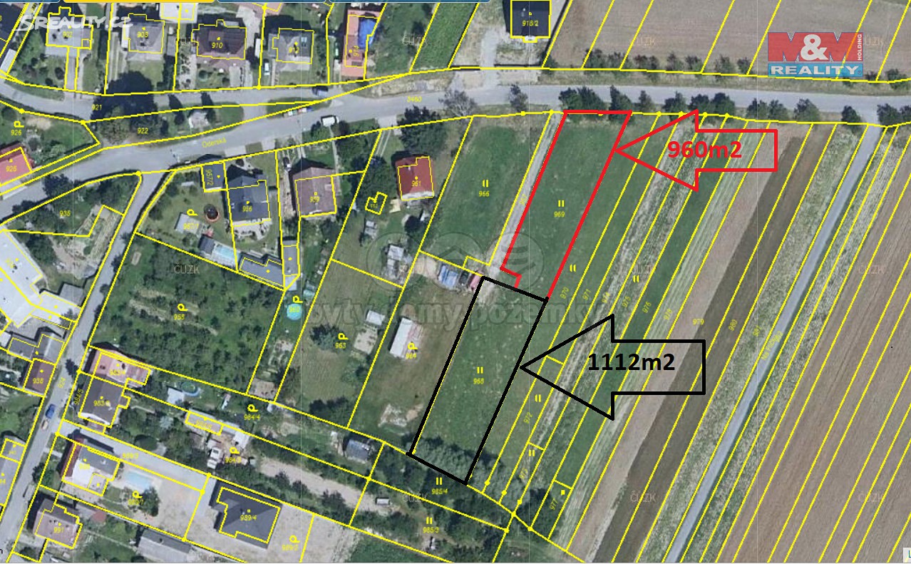 Prodej  stavebního pozemku 2 072 m², Velký Újezd, okres Olomouc