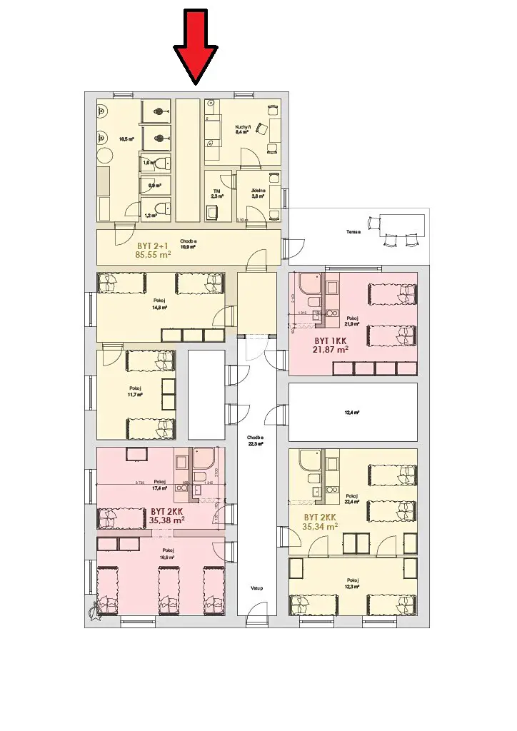 Pronájem bytu 2+1 86 m², Holovousy, okres Jičín