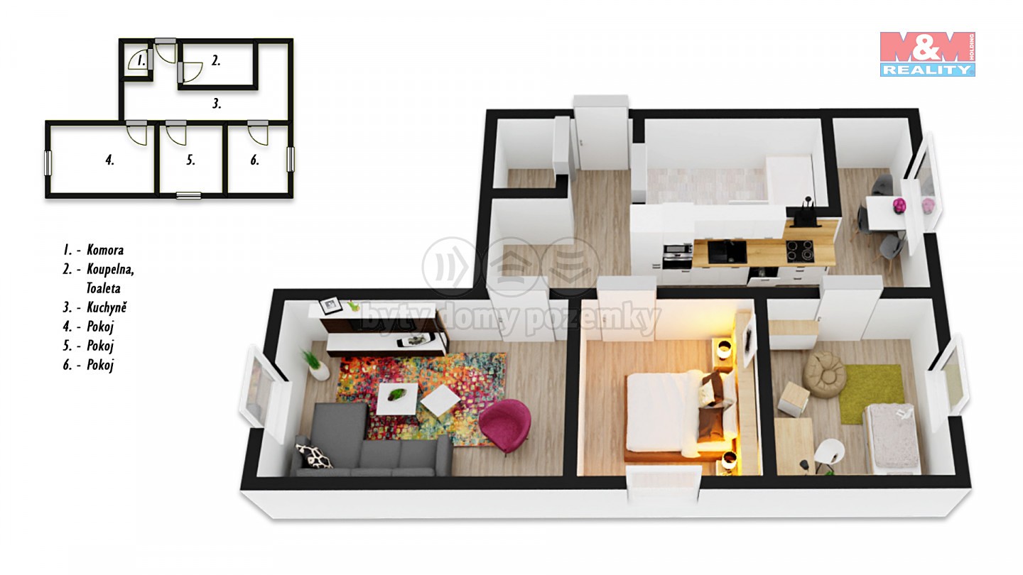 Pronájem bytu 3+1 64 m², Sídliště Za Chlumem, Bílina - Teplické Předměstí