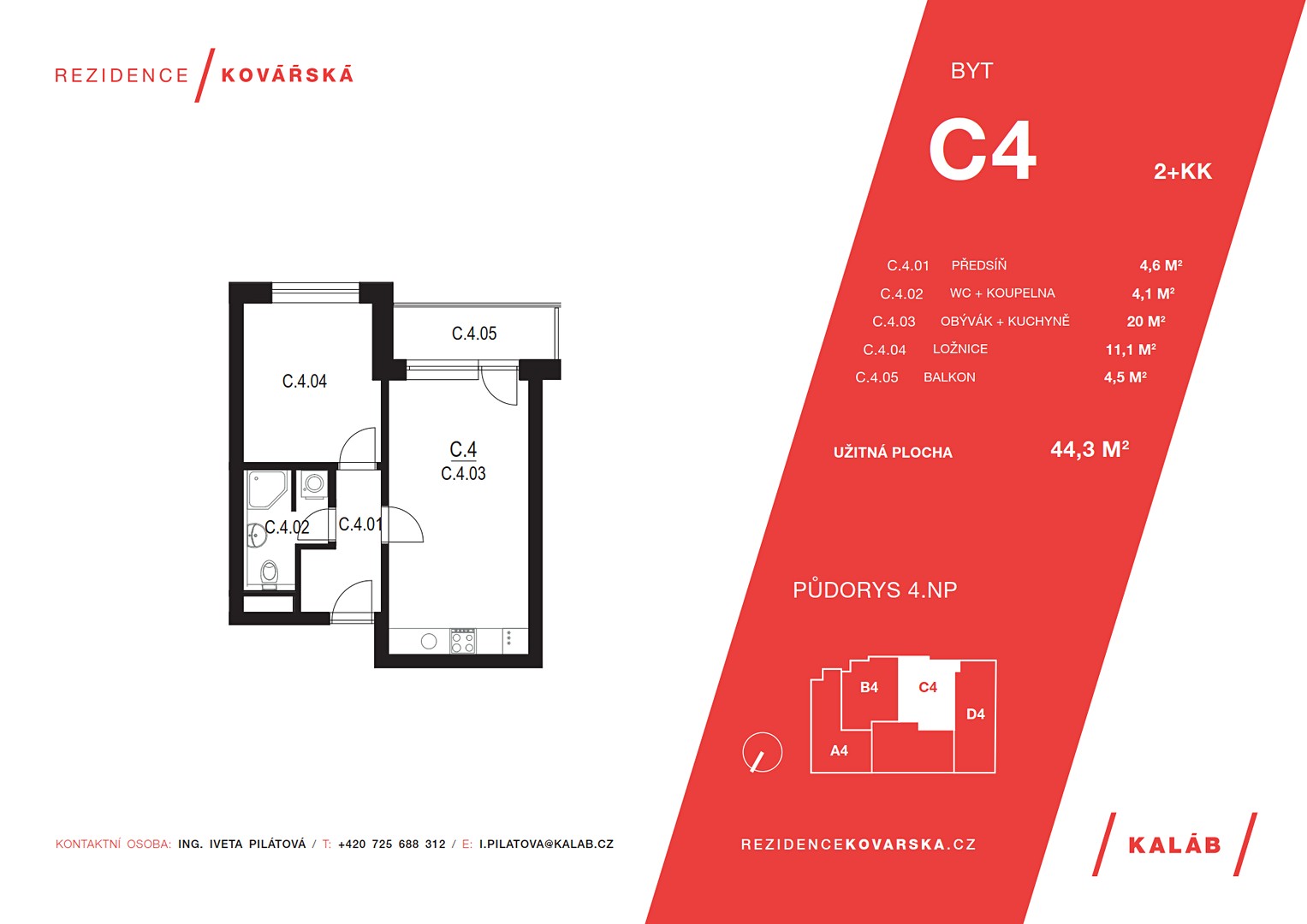 Prodej bytu 2+kk 44 m², Kovářská, Brno - Komárov
