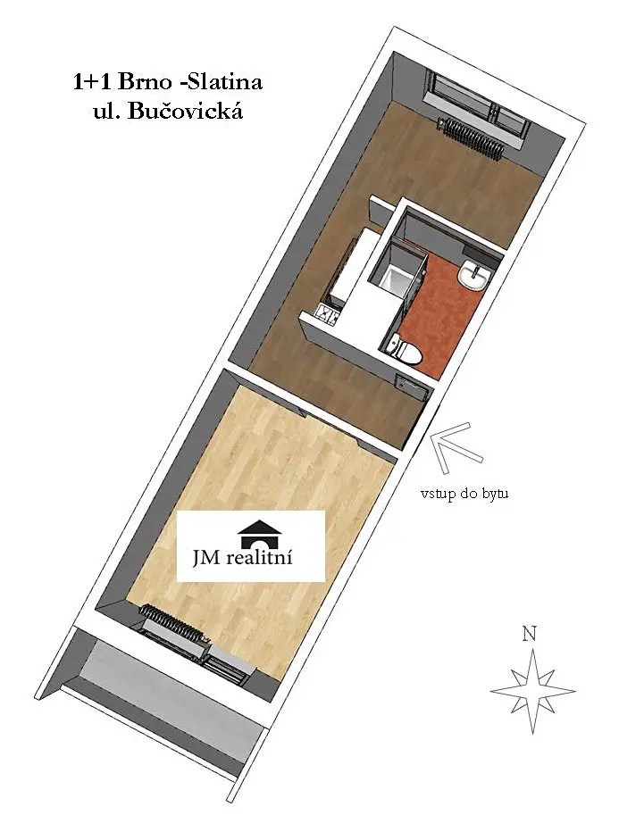 Pronájem bytu 1+1 40 m², Bučovická, Brno - Slatina