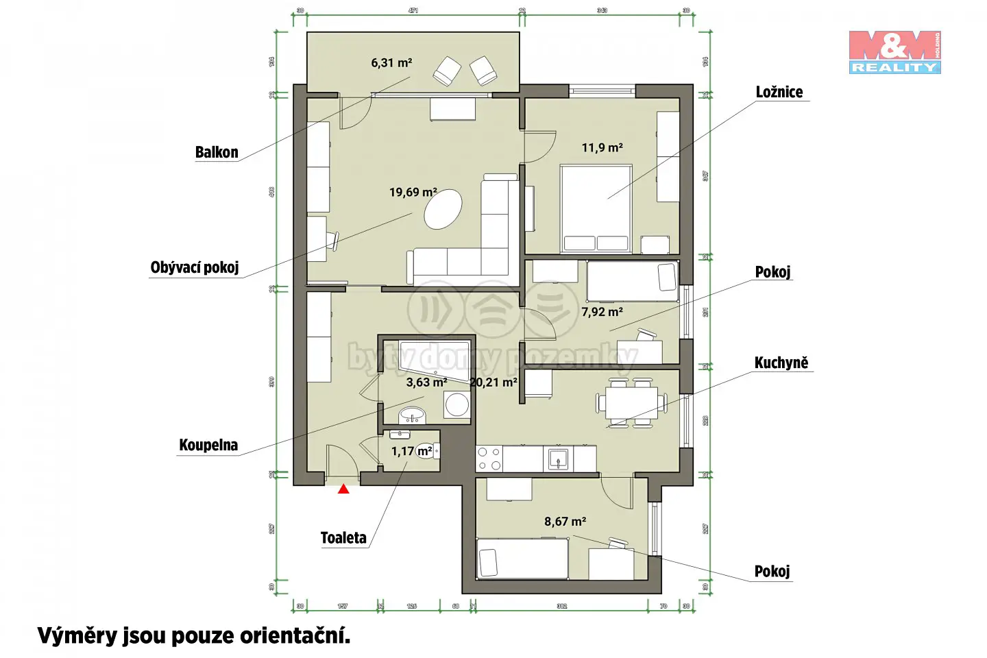 Pronájem bytu 4+1 76 m², Partyzánská, Plzeň - Lobzy