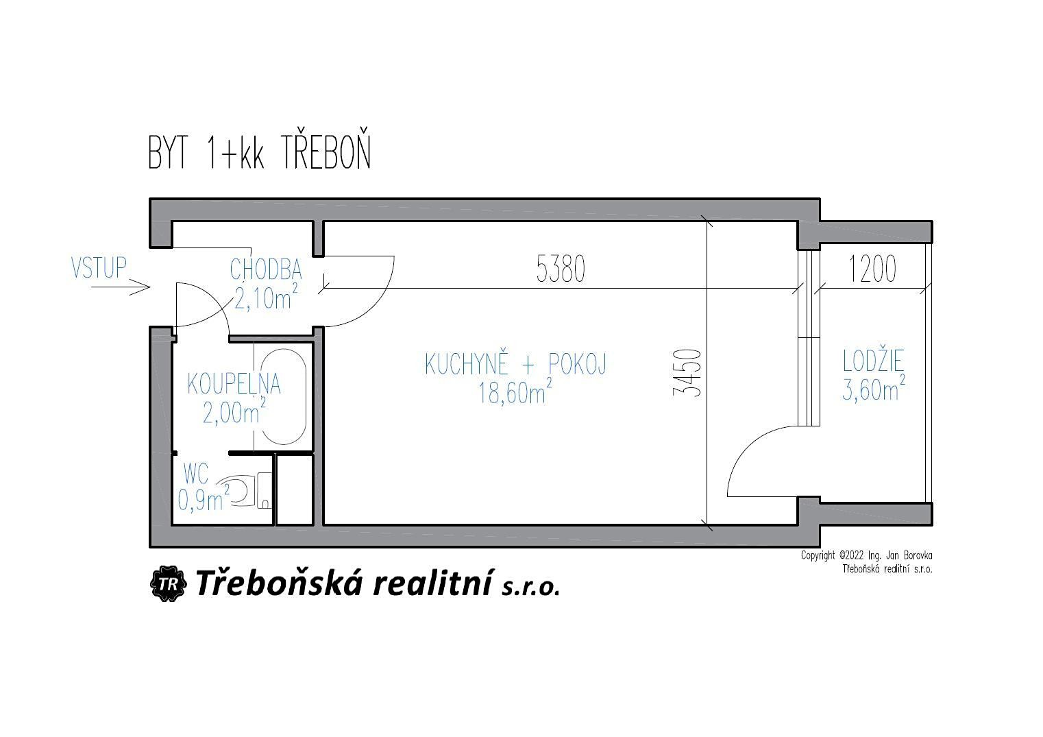 Prodej bytu 1+kk 27 m², Vrchlického, Třeboň - Třeboň II