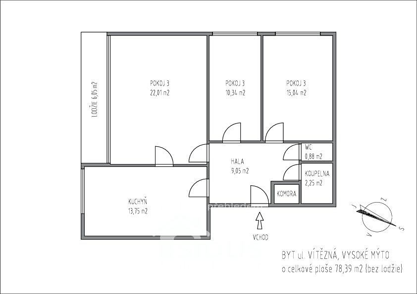 Prodej bytu 3+1 84 m², Vysoké Mýto - Vysoké Mýto-Město, okres Ústí nad Orlicí