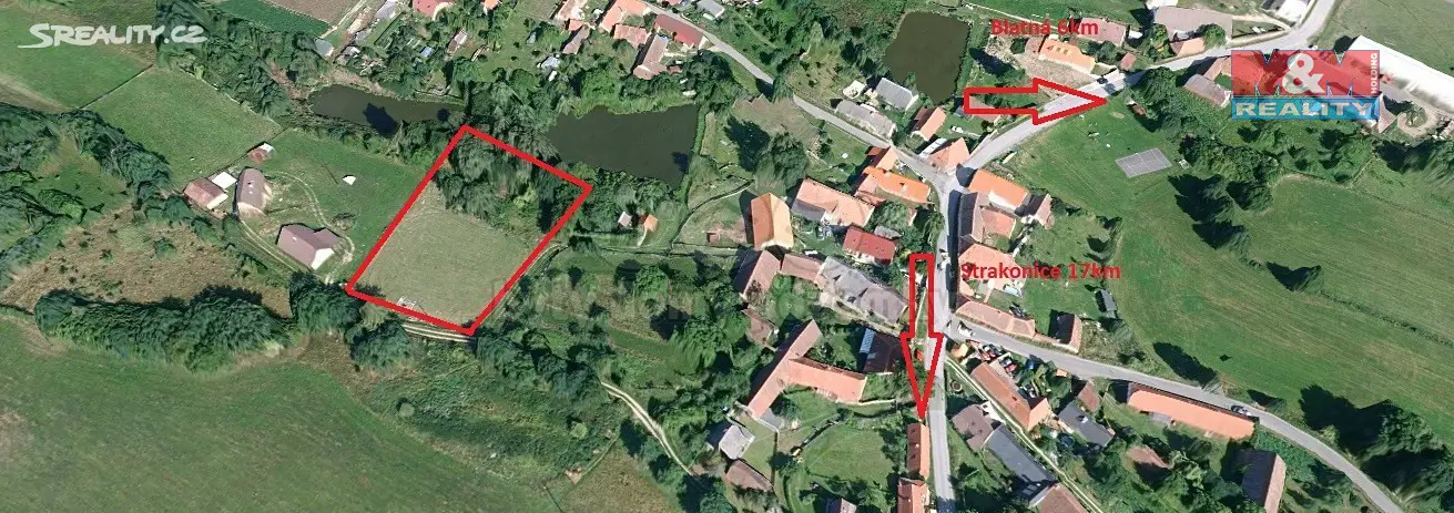 Prodej  stavebního pozemku 3 462 m², Blatná - Čekanice, okres Strakonice
