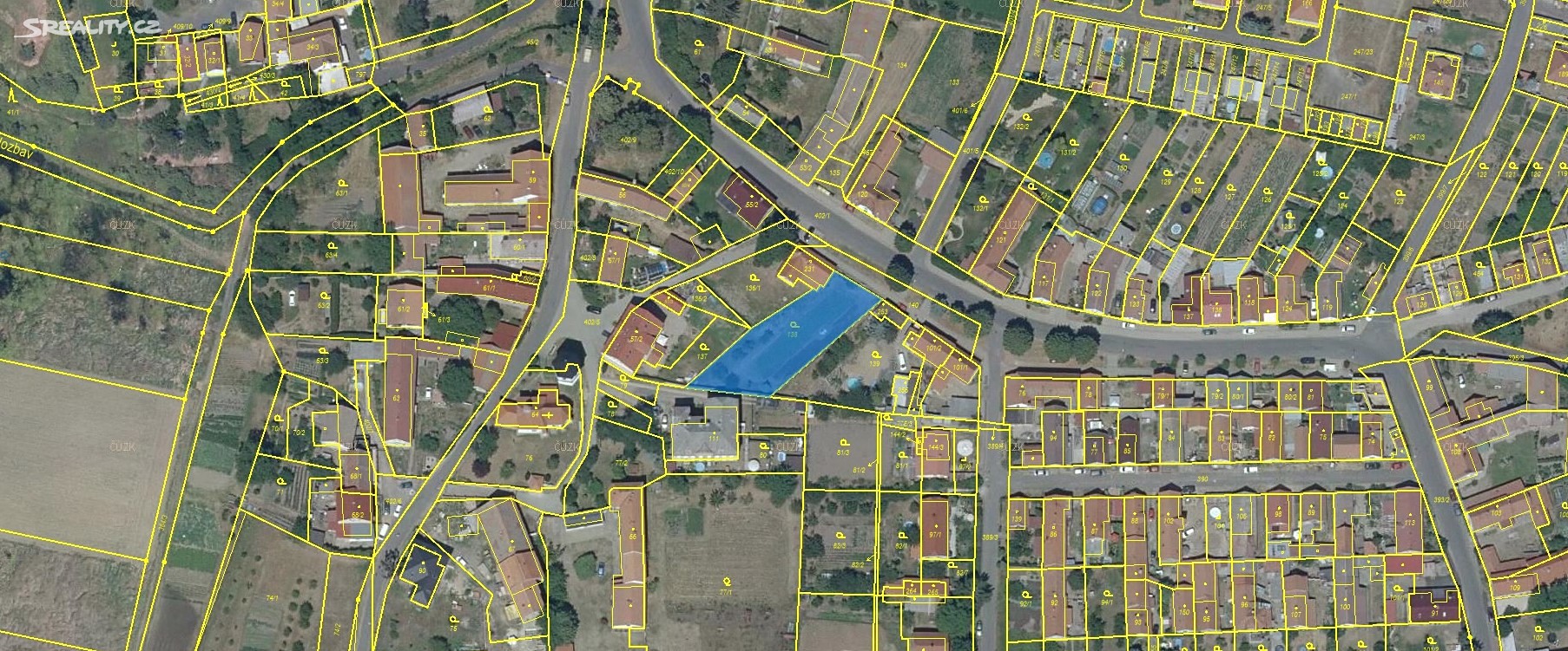 Prodej  stavebního pozemku 911 m², Chodouny - Lounky, okres Litoměřice