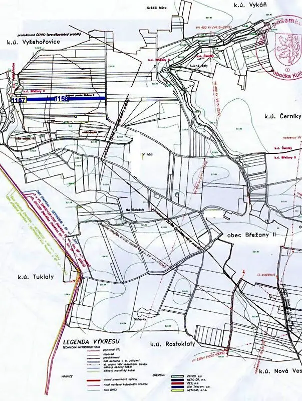 Prodej  pole 34 032 m², Břežany II, okres Kolín