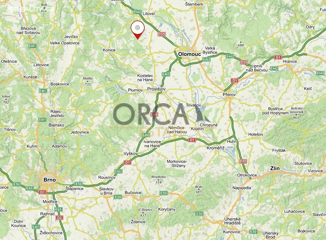 Prodej  lesa 8 426 m², Senice na Hané, okres Olomouc