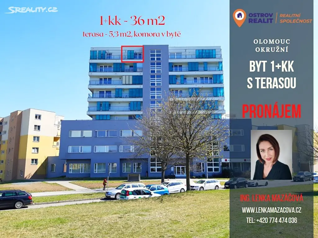 Pronájem bytu 1+kk 33 m², Okružní, Olomouc - Nová Ulice