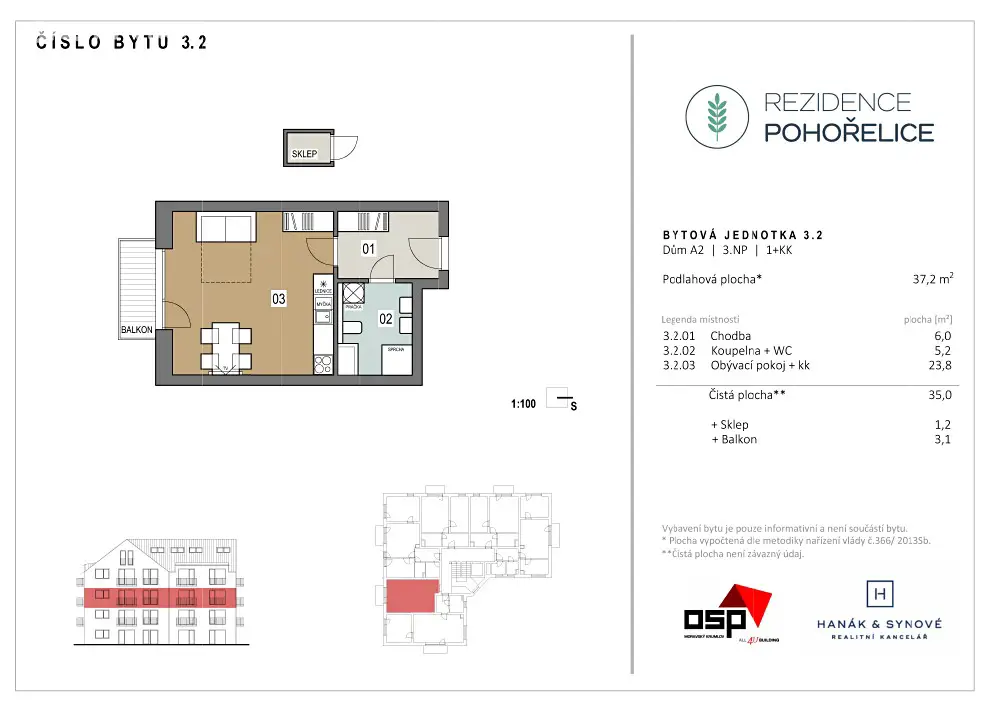 Prodej bytu 2+kk 58 m², U Kasáren, Pohořelice