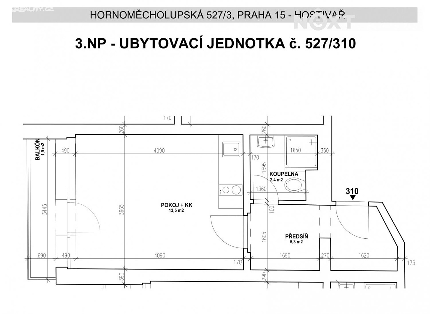 Pronájem bytu 1+kk 23 m², Hornoměcholupská, Praha 10 - Hostivař