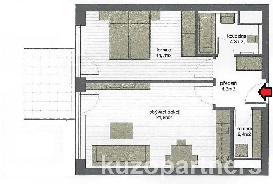 Pronájem bytu 2+kk 52 m², Ve Stromovce, Hradec Králové - Třebeš