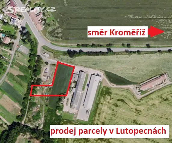 Prodej  komerčního pozemku 3 253 m², Lutopecny, okres Kroměříž