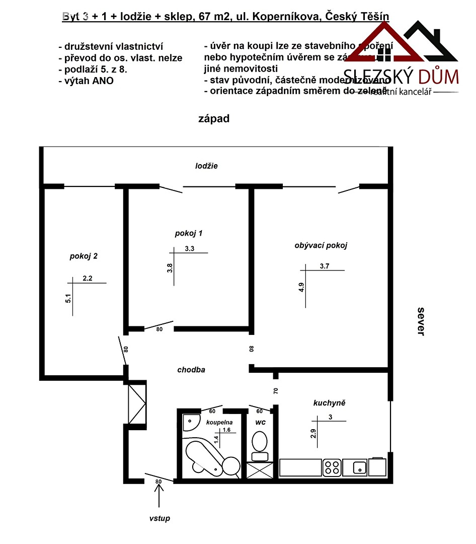 Prodej bytu 3+1 67 m², Koperníkova, Český Těšín