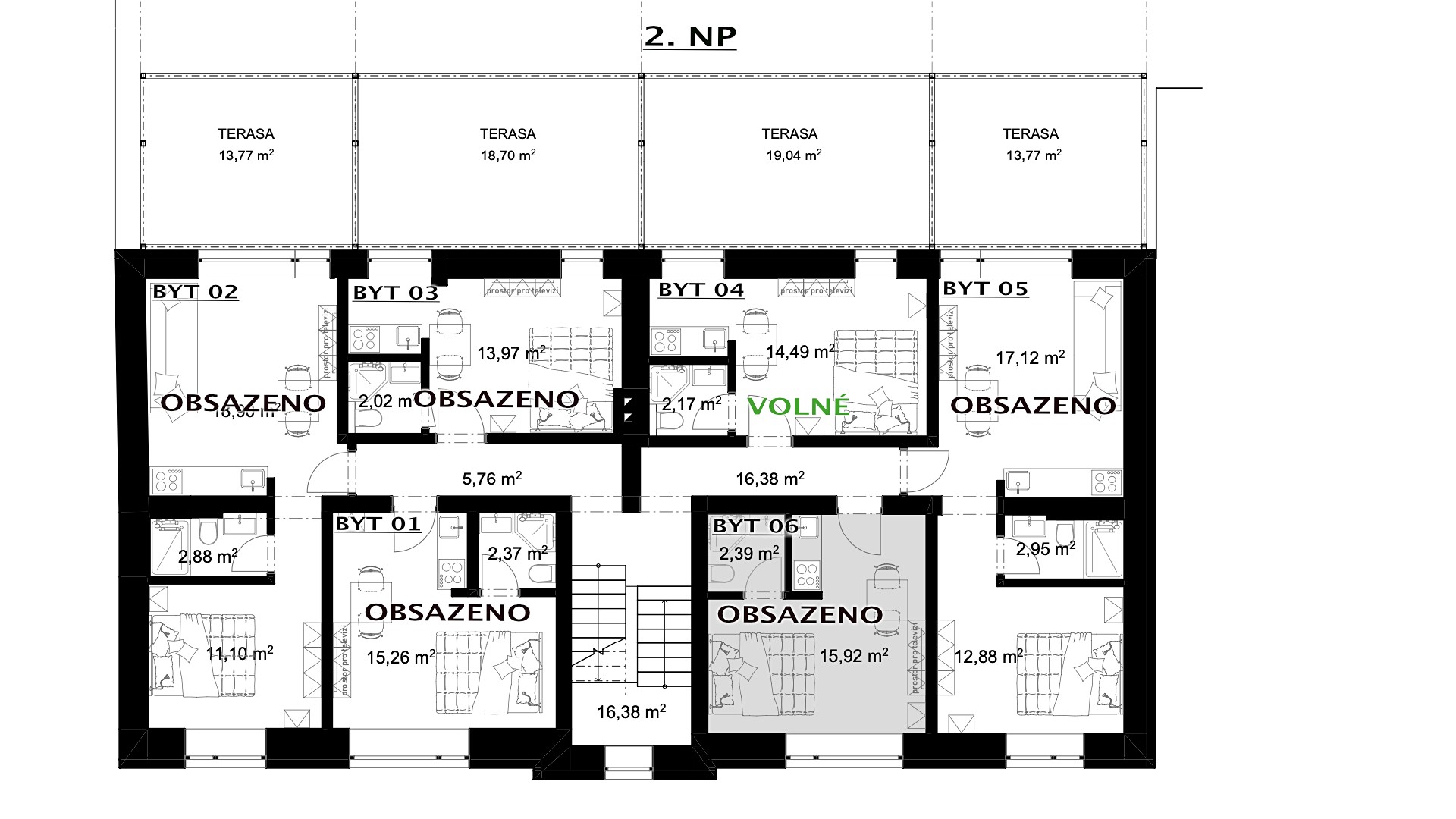 Pronájem bytu 1+kk 36 m², Nádražní, Orlová - Město