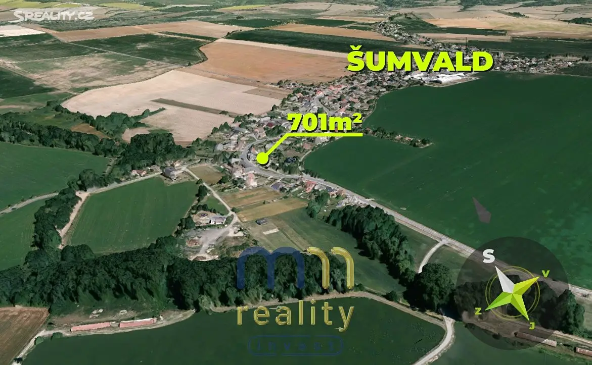 Prodej  stavebního pozemku 701 m², Šumvald, okres Olomouc