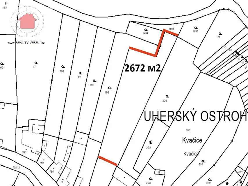 Prodej  stavebního pozemku 3 420 m², Zemědělská, Uherský Ostroh - Kvačice
