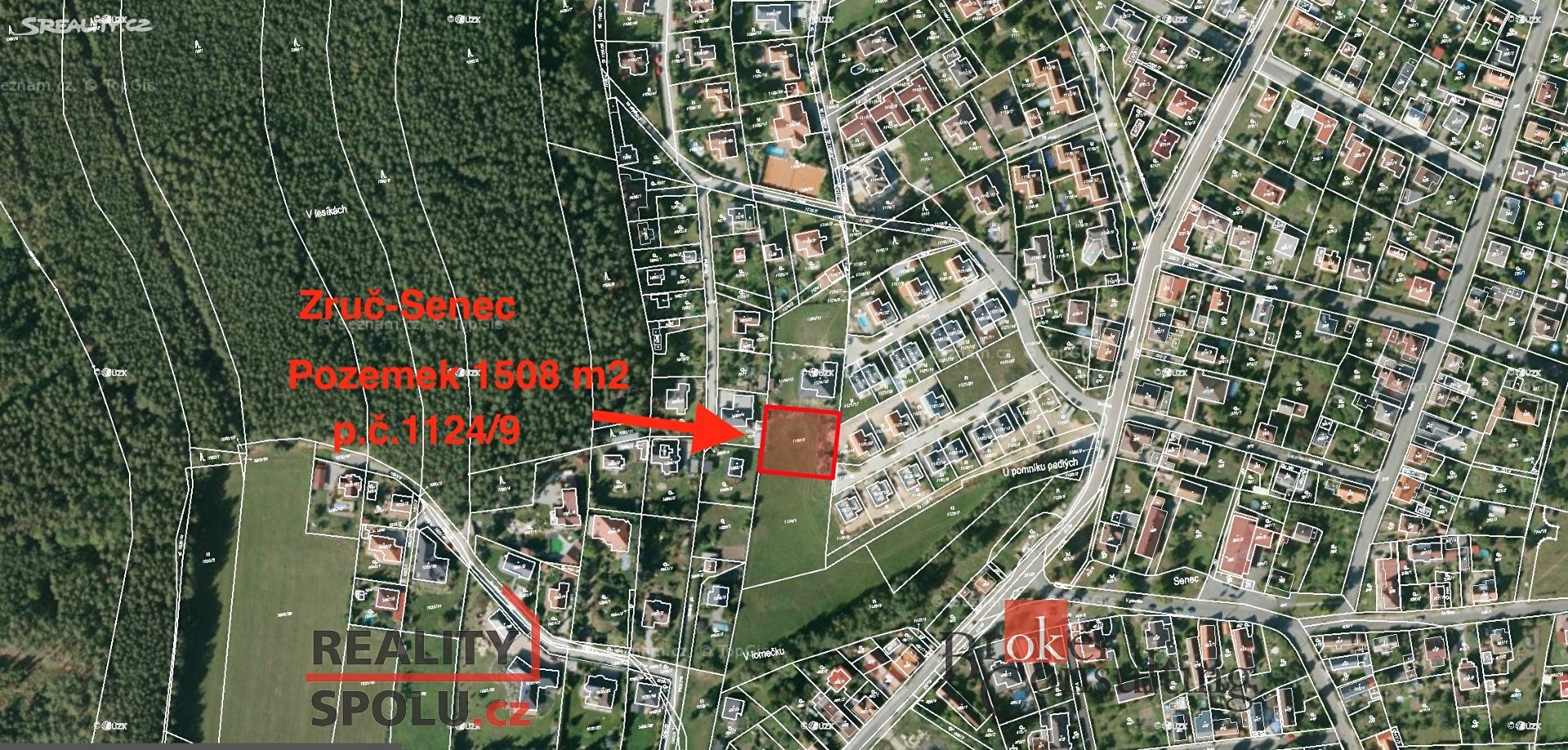 Prodej  stavebního pozemku 1 508 m², Lipová, Zruč-Senec