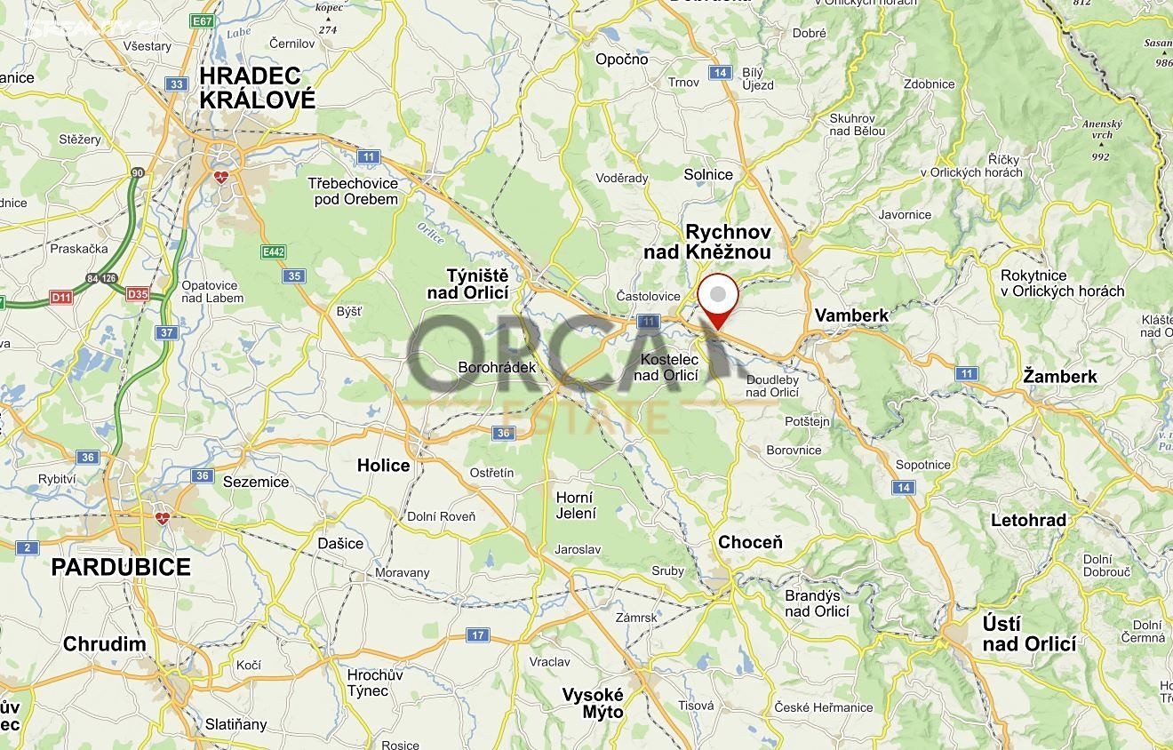 Prodej  pole 2 405 m², Kostelec nad Orlicí, okres Rychnov nad Kněžnou