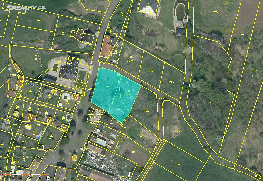 Prodej  stavebního pozemku 1 920 m², Modlany - Kvítkov, okres Teplice