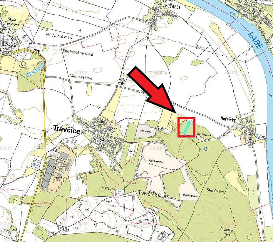 Prodej  lesa 1 044 m², Travčice - Nučničky, okres Litoměřice