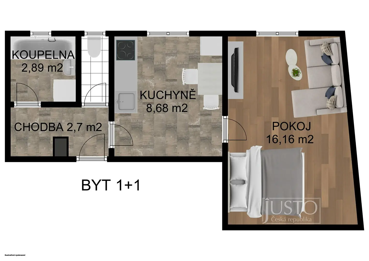 Pronájem bytu 1+1 34 m², Nádražní, Písek - Budějovické Předměstí